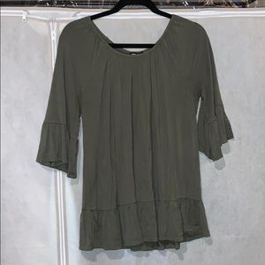 Table & Gauge Olive Green Mid Sleeve Shirt